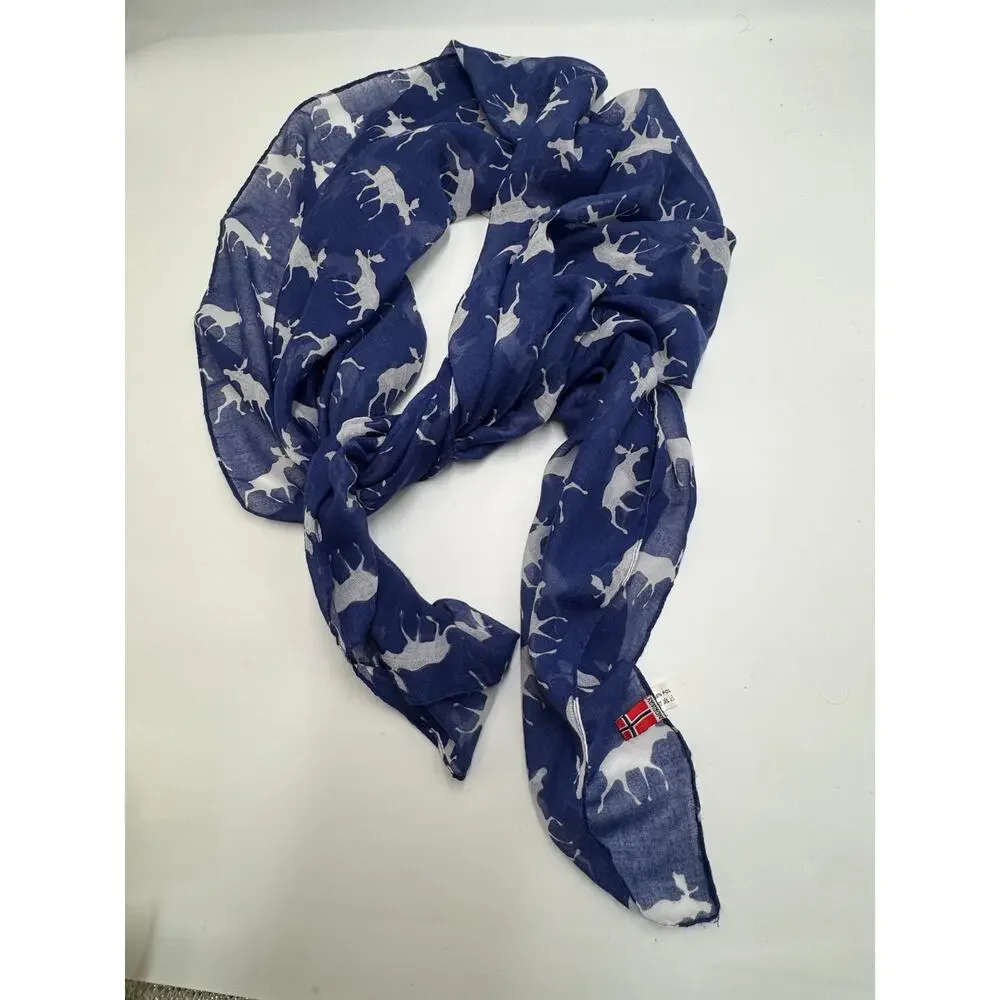 Norway · Nordic Moose Silhouette · Royal Blue White · Gauze Semi Sheer